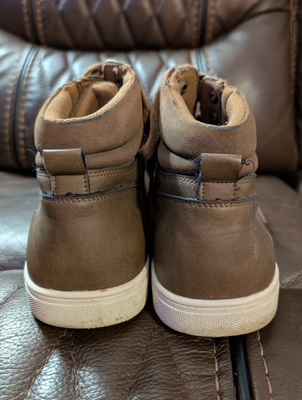 Goodfellow Men's Brown Faux Leather High-Top Sneakers Size 12